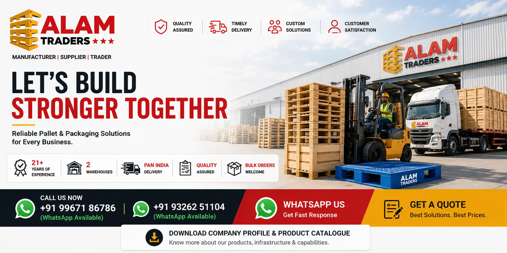 Alam Traders wooden pallets, forklift and delivery truck